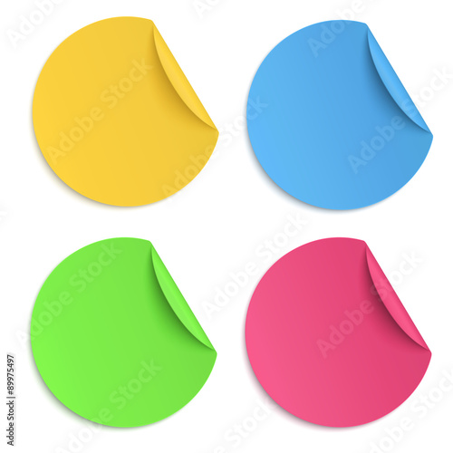 Fotografie, Obraz Set of glaring colour round paper sticker isolated on white
