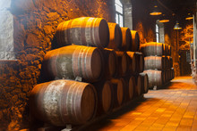 Cellar With Wine Barrels
