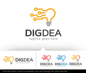 digital idea logo template design vector