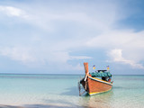 Fototapeta Morze - Boat on beach in summer season, South Region, Thailand