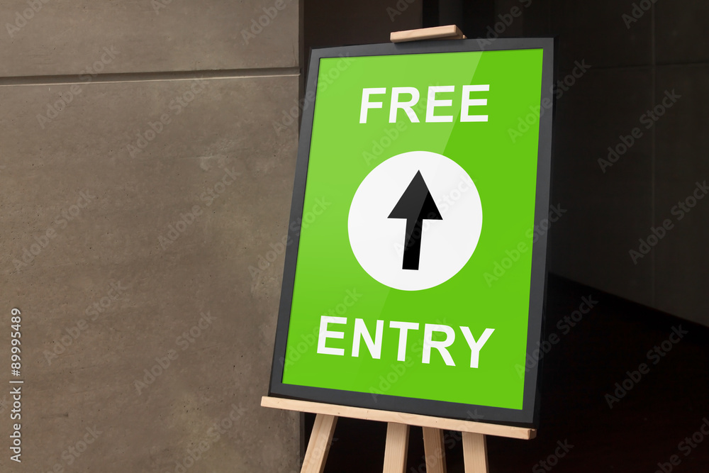 Frame with free entry poster Stock Photo | Adobe Stock