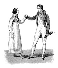Men And Woman Vintage Fashion, Early 1800
