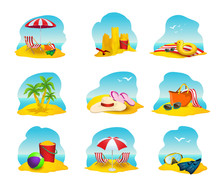 Beach Icons Set 