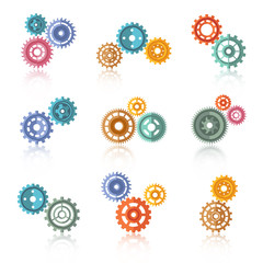 Sticker - Connected Color Gears Icons Set