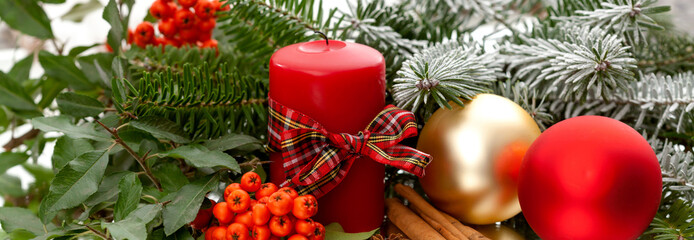 elegant christmas decoration on mirror