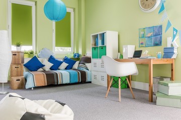 Spacious green boy room