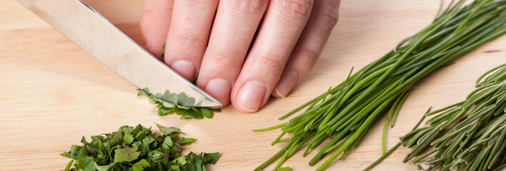 Canvas Print - Cutting herbs