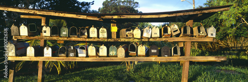 Fotografie, Obraz Rows of mailboxes along road to Hana, Maui, Hawaii