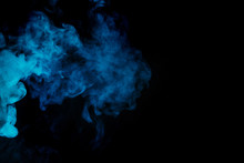 Abstract Blue Smoke Hookah On A Black Background.