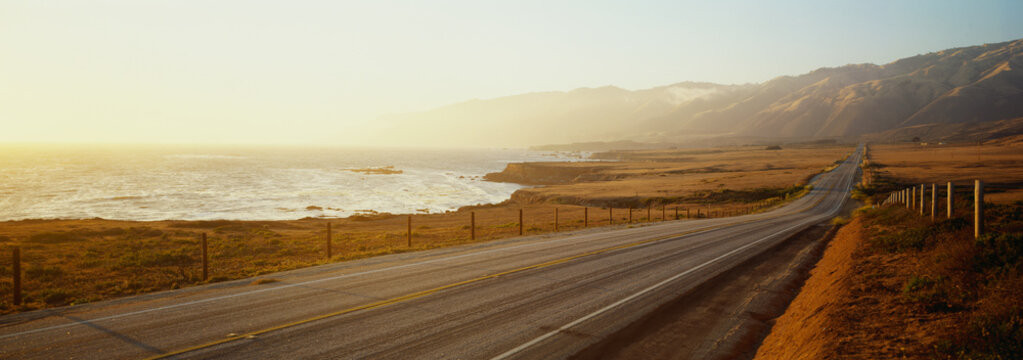 this is route 1also known as the pacific coast highway. the road is situated next to the ocean with 