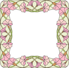 Wall Mural - Floral composition or frame, stained glass window