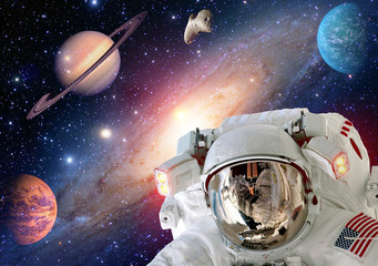 Wall Mural - astronaut spaceman helmet outer space solar system planet universe. elements of this image furnished