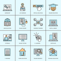 Wall Mural - Online Education Icons Set