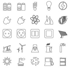 Sticker - Electricity, Power and Energy Icon Set