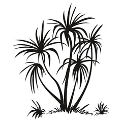 Wall Mural - Palm Trees and Grass Silhouettes