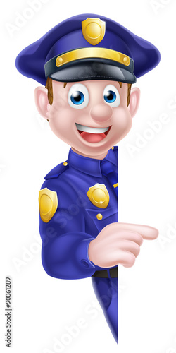 Cartoon Police Man Sign
