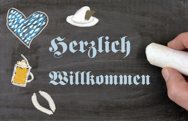 Wall Mural - Herzlich Willkommen Tafel Oktoberfest