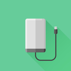 Portable hard drive disk flat icon