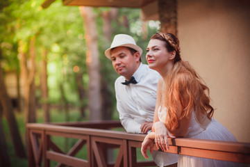 Wall Mural - Bride and groom having fun