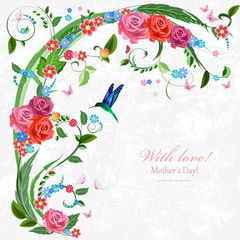 Fototapete - Romantic invitation card with roses for your design.