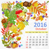 Fototapeta Motyle - Calendar for 2016, October
