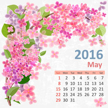 Calendar For 2016, May