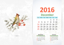 Calendar For 2016, December