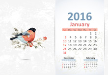 Calendar For 2016, January