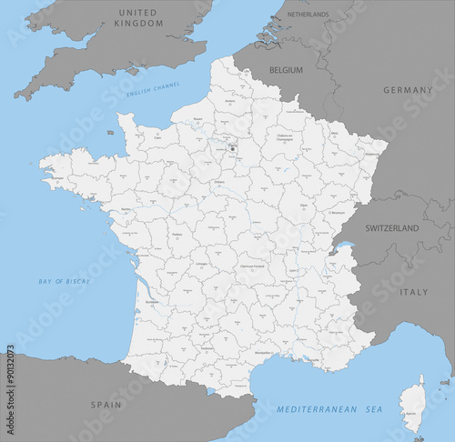 Stampe Highly detailed map of French county, vector.
