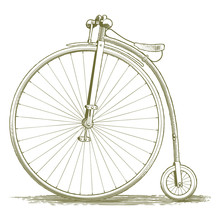 Woodcut Vintage Bicycle Drawing
