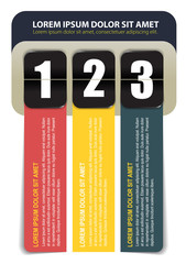 Aufkleber - Three steps with number and with colored tapes for text