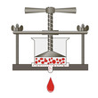 press for wine and crushing grapes into juice