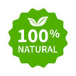 100% all natural stamp, label, sticker or stick flat icon for products and websites