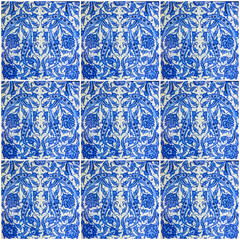 Fototapete - ornamental oriental background. Blue ceramic tile Turkish