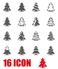 Wall Mural - Vector grey christmas tree icon set