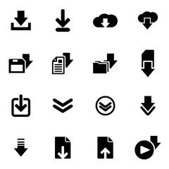 Wall Mural - vector black download icon set