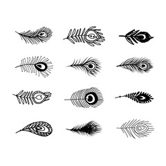 Aufkleber - Peacock feather set for your design