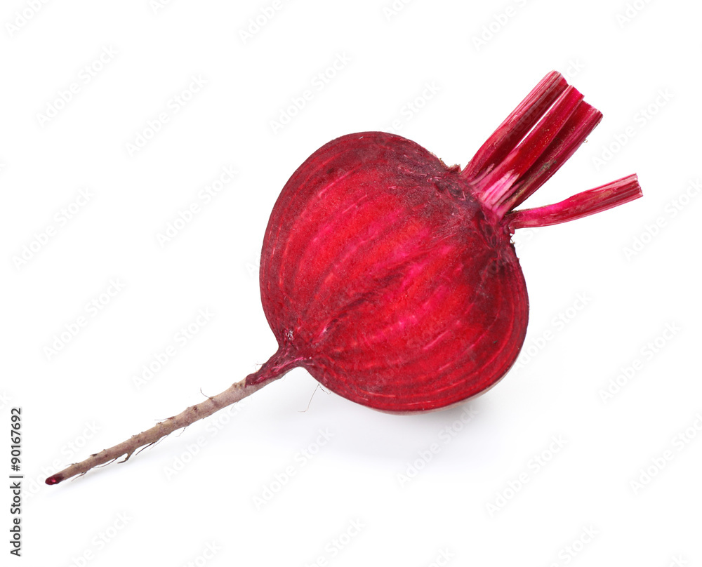 Half of fresh beet isolated on white