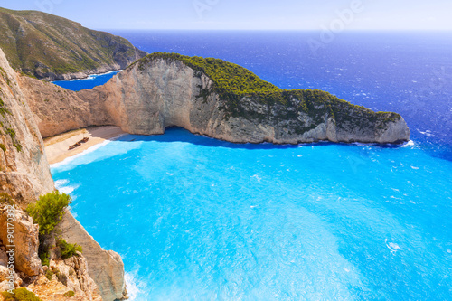 Fotoboard na płycie Piękna plaża navagio (plaża wraku) na wyspie Zakynthos, Grecja