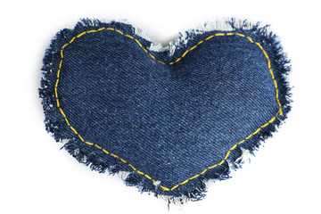 Wall Mural - Denim heart isolated on white