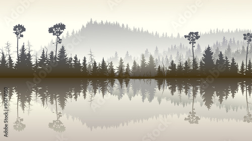 illustration-of-forest-hills-with-its-reflection-in-lake