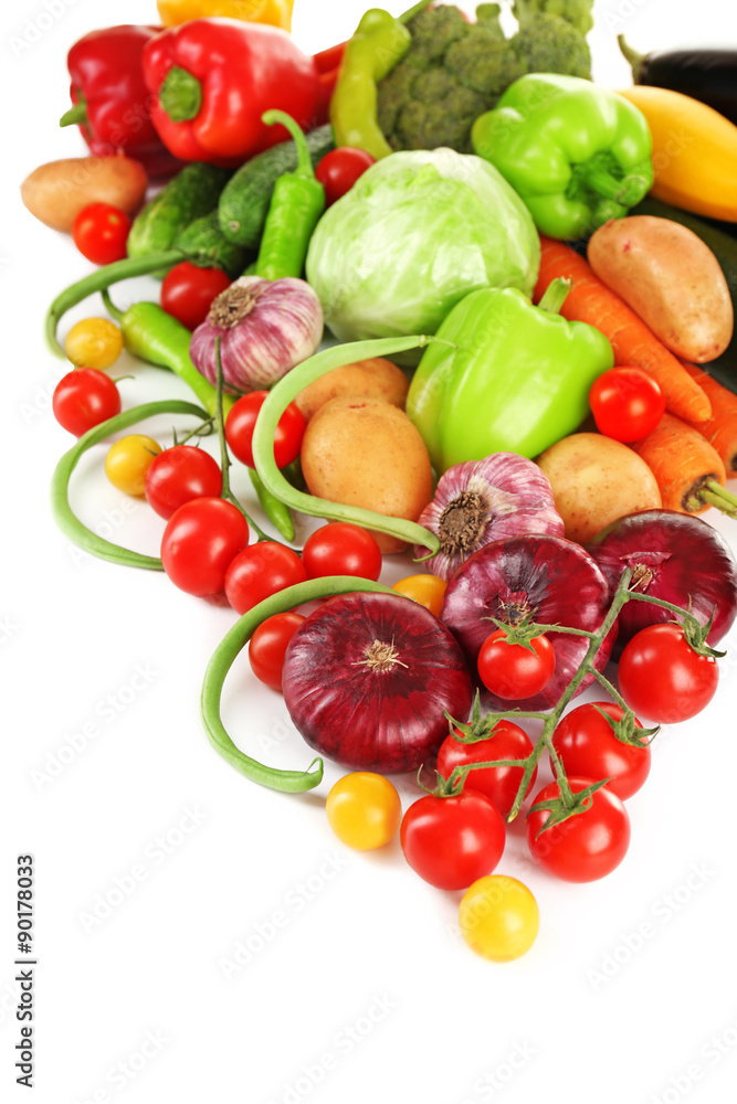 Heap of fresh vegetables close up