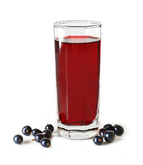 Wall Mural - Glass of fresh blackcurrant juice isolated on white