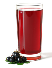 Poster - Glass of fresh blackcurrant juice isolated on white