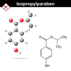 Poster - Isopripylparaben chemical formula and model