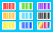 Bright bar codes on blue background. Vector image