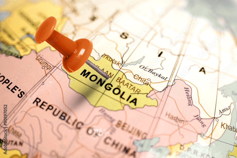 Location Mongolia. Red pin on the map.