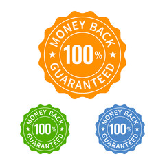 Money back guarantee seal or stamp flat icon