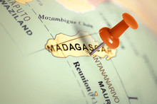 Location Madagascar. Red Pin On The Map.
