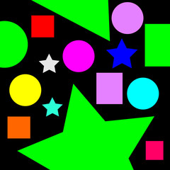 Colorful geometry shape on black background vector